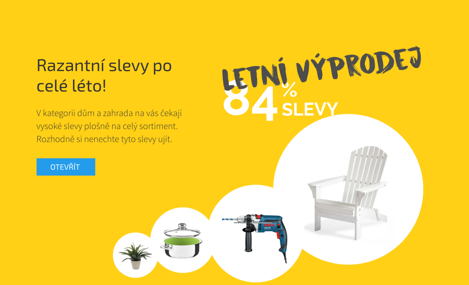Letní výprodej až 84 % slevy.